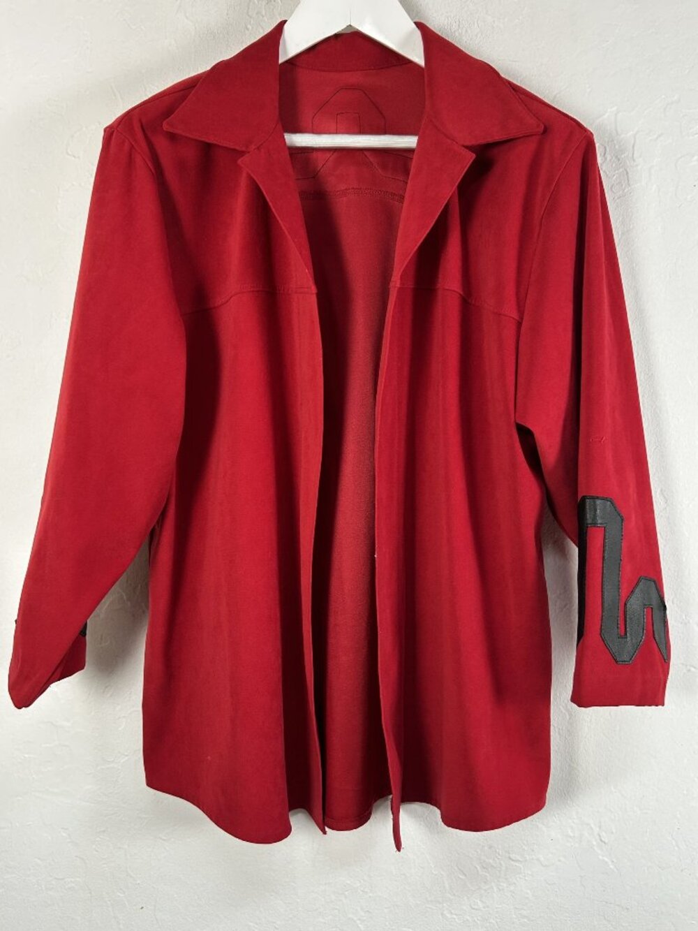 Arlee M Red Lightweight Jacket Womens Open Front Graphic Sleeve Cardigan Medium